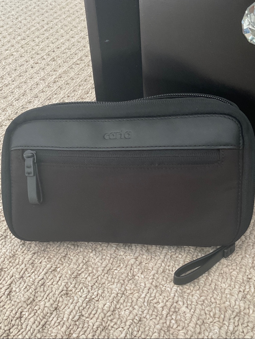 indigo carta black nylon travel pouch guc black 9 x 5.5